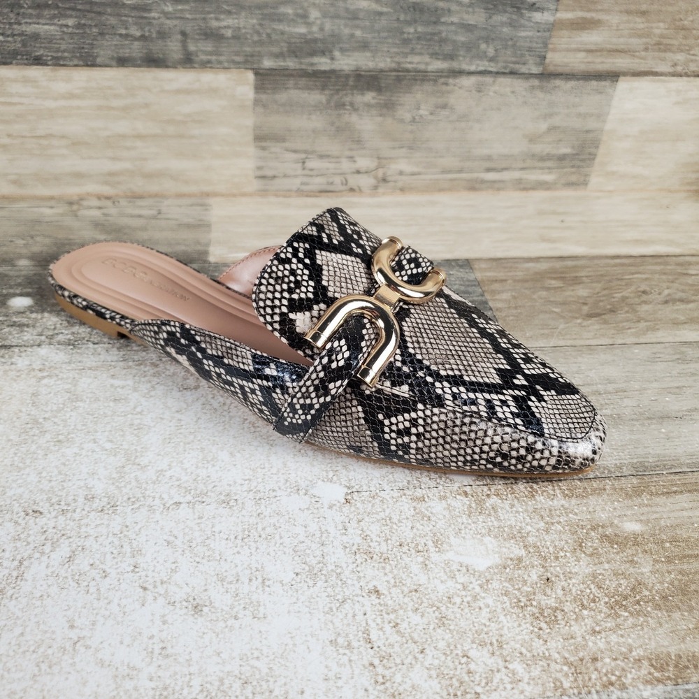 BCBGeneration Tara Womens Mule Flats Sz 10 M Natural Snake Slip On Shoes